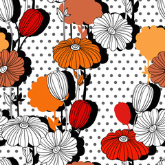 Flower collage. Seamless pattern. Decorative image for print, fabric.