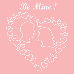 men and women in hearts. Be Mine. Valentine's Day