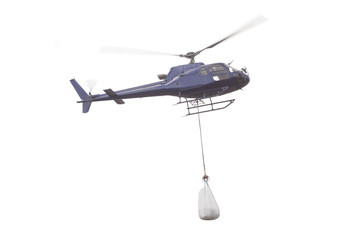 helicopter with goods load carry isolated on white background