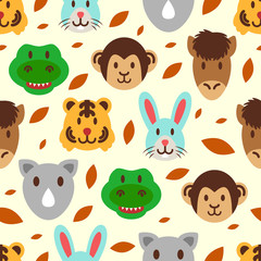 cute wild animal seamless pattern