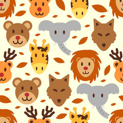 cute wild animal seamless pattern