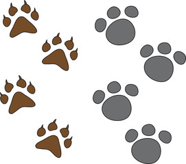 dog paw set isolated on white