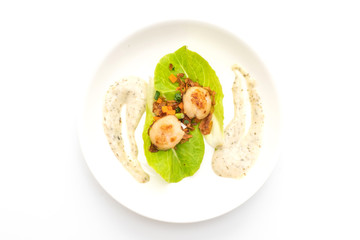 grilled scallops shell with vegetable