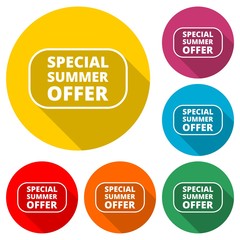 Special Summer Offer icon, color icon with long shadow