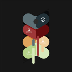 Flat design geometric infographics, arrow shape vector sticker or label, price tags, offer promotion badge, icon design, paper style layout for data graphic visualization step by step process, for