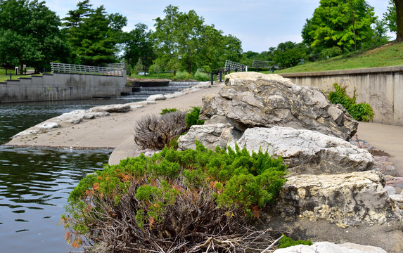 A rock by Bush creek in Kansas City, Missouri.
