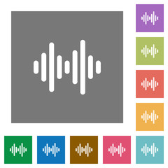 Sound wave square flat icons