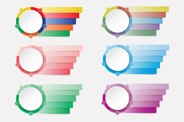 Set of colorful modern infographic labels as a a circle divided into five sections