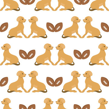 Playing dog character funny purebred puppy comic happy mammal breed animal character seamless pattern background vector illustration.