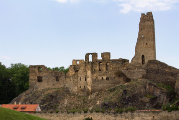 Fototapeta na wymiar Medieval ruins of castle Okor near Prague, Czech Republic