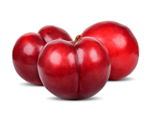 Red plum isolated on white with clipping path