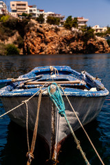 Small boat in Harbor in Agios Nikolaos, Greece