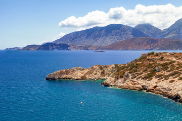 Mirabello Bay, Crete with small fishing boat