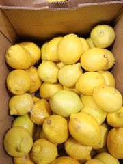 yellow lemons in a box