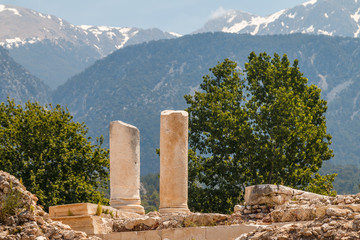 Fototapeta na wymiar Ruins of the ancient town Tlos, Mugla province, Turkey