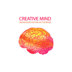 Vector Watercolor Creative Mind Logo Hand Drawn Illustration.