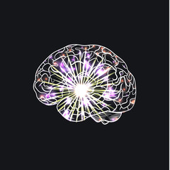 Vector Brain, Abstract Lights, Explosion Texture, Conceptual Art.