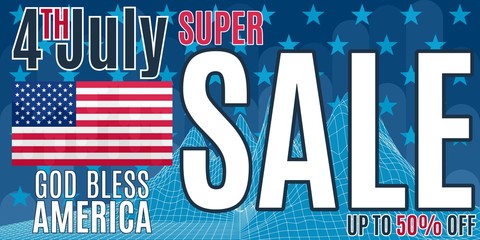 On print advertising sales on the day of independence of America vector bright. stock image