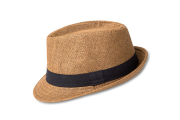 Vintage Straw hat on white background