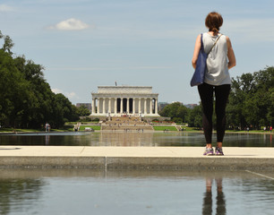 Washington, DC - June 01, 2018: Lincoln memorial and pool in Washington DC.