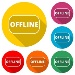 Offline icon, color icon with long shadow