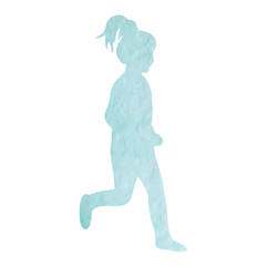 white background, watercolor silhouette of a child