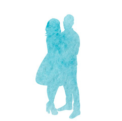  watercolor silhouette of a guy and a girl