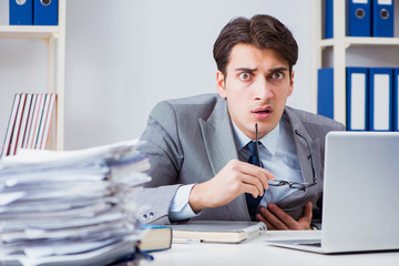 Unhappy businessman working in office