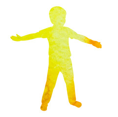 vector, isolated, white background, watercolor silhouette boy
