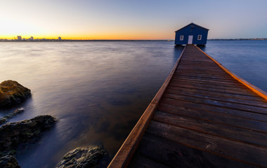 Sunrise at the Blue Boat House on the Swan River in Perth, Western Australia