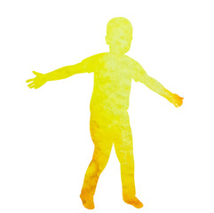 watercolor silhouette child jumping