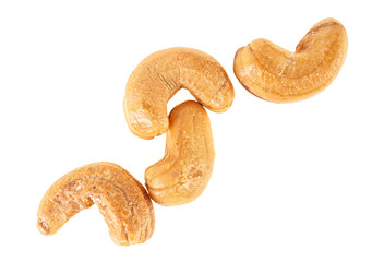 Roasted cashew nuts isolated on white background