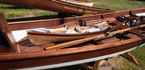 Details of a classic beautiful wooden boat