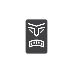 Tiki mask vector icon. filled flat sign for mobile concept and web design. tiki totem simple solid icon. Symbol, logo illustration. Pixel perfect vector graphics