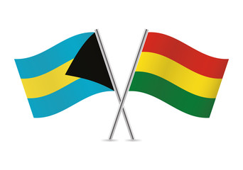 Bahamas and Bolivia flags. Vector illustration.