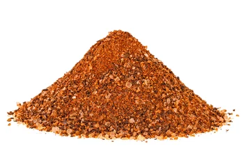 Foto op Canvas Pile of bbq spices mix isolated on white background © domnitsky