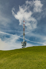 Fototapeta premium Telecommunication tower at Rigi Culm in Switzerland