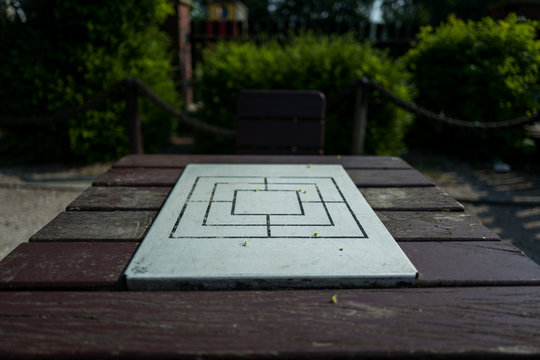 Old outood mill board game at Altengroden School Wilhelmshaven, Germany.