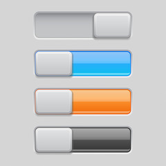Obraz premium On and Off toggle switch buttons. Colored 3d icons