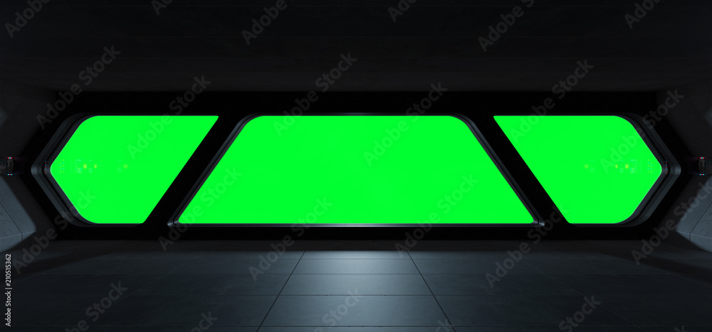 Poster spaceship futuristic interior with window view