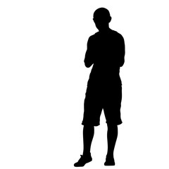 Black silhouette man standing, people on white background