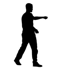 Black silhouette man standing, people on white background