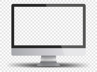 Computer monitor display with empty screen isolated on transparent background. - obrazy, fototapety, plakaty