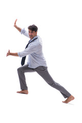 Fototapeta premium Barefooted businessman isolated on white background