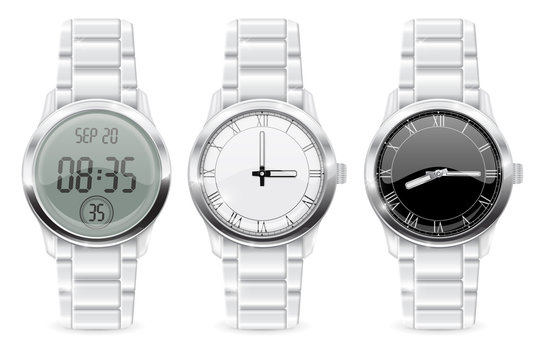 Men wrist watch. 3d set