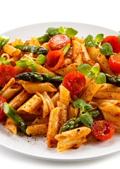 Pasta with tomato sauce and vegetables