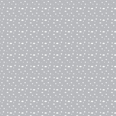 Seamless pattern, white clouds and stars on a gray background.