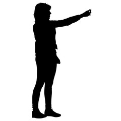 Silhouettes woman taking selfie with smartphone on white background
