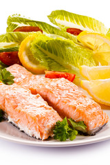 Grilled salmon and vegetables