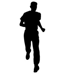 Black Silhouettes Runners sprint men on white background